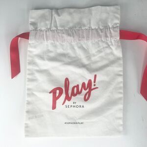 Sephora Play! Drawstring Cloth MakeUp Delicates Travel Bag White Red New